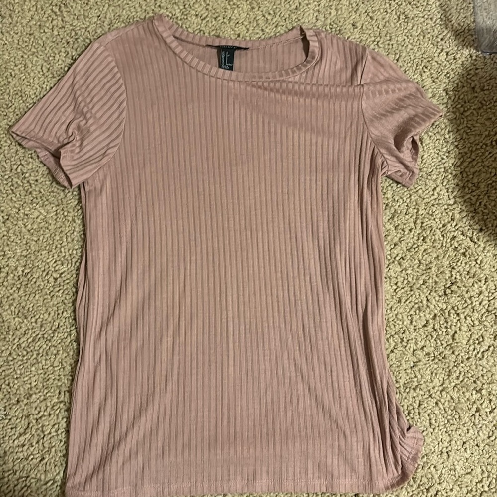 Forever 21 Ribbed pink short sleeve shirt